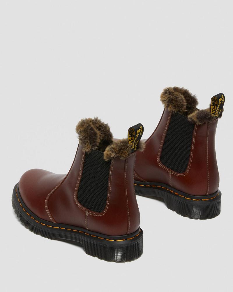 Women's Dr Martens 2976 Leonore Faux Fur Lined Chelsea Boots Brown | AU 109ILH